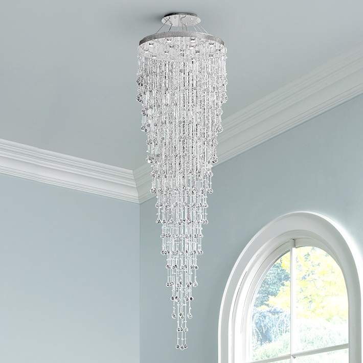 Galaxy 36 Wide Chrome And Crystal 16, 36 Wide Crystal Chandelier