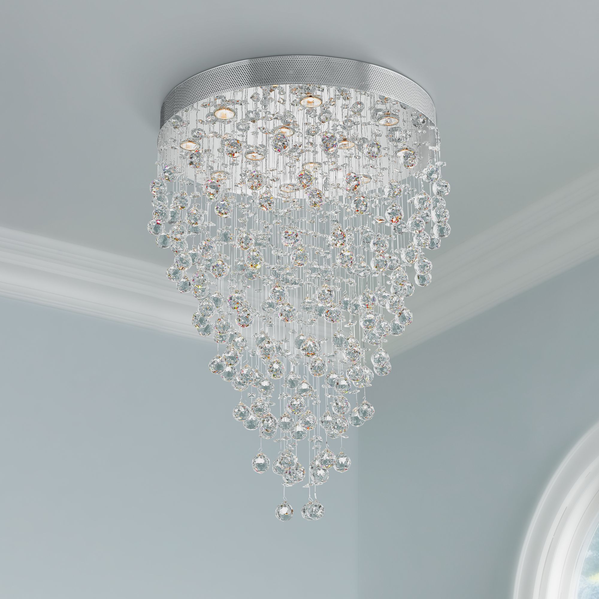 Galaxy 28" Wide Chrome and Crystal 12-Light Chandelier