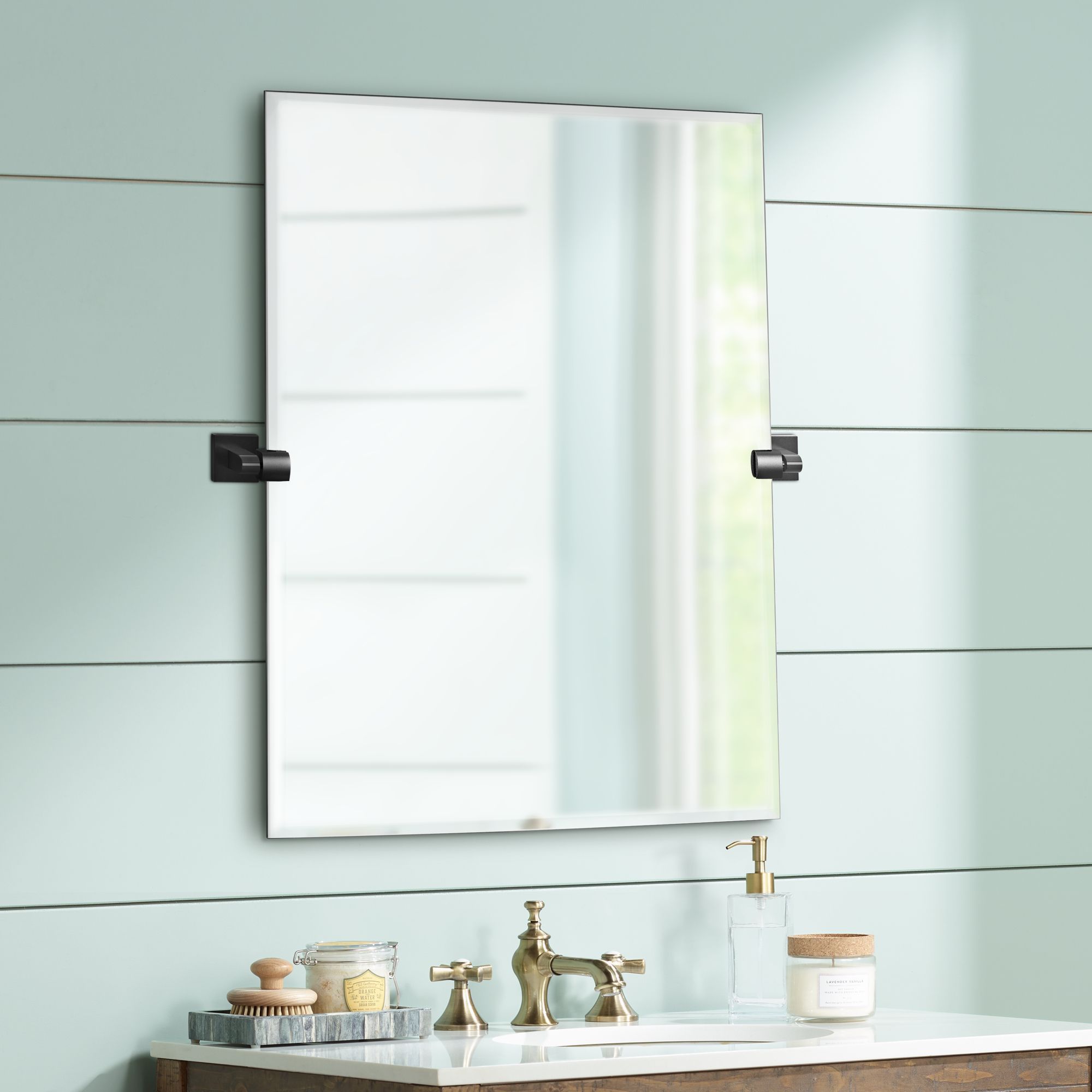 Elevate Matte Black 27 1/2" x 31 Frameless Wall Mirror