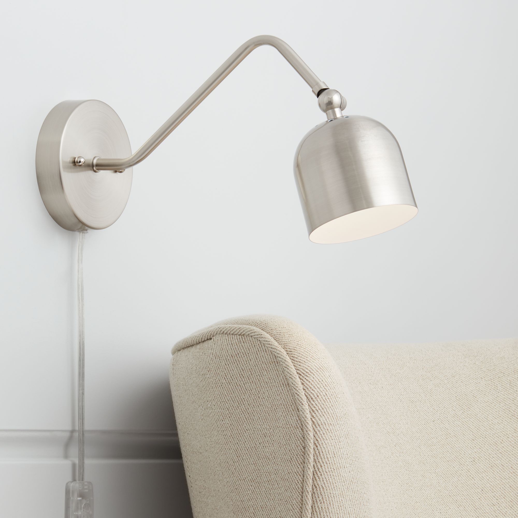 Byers Brushed Nickel Angled Arm Pin-Up LED Wall Lamp