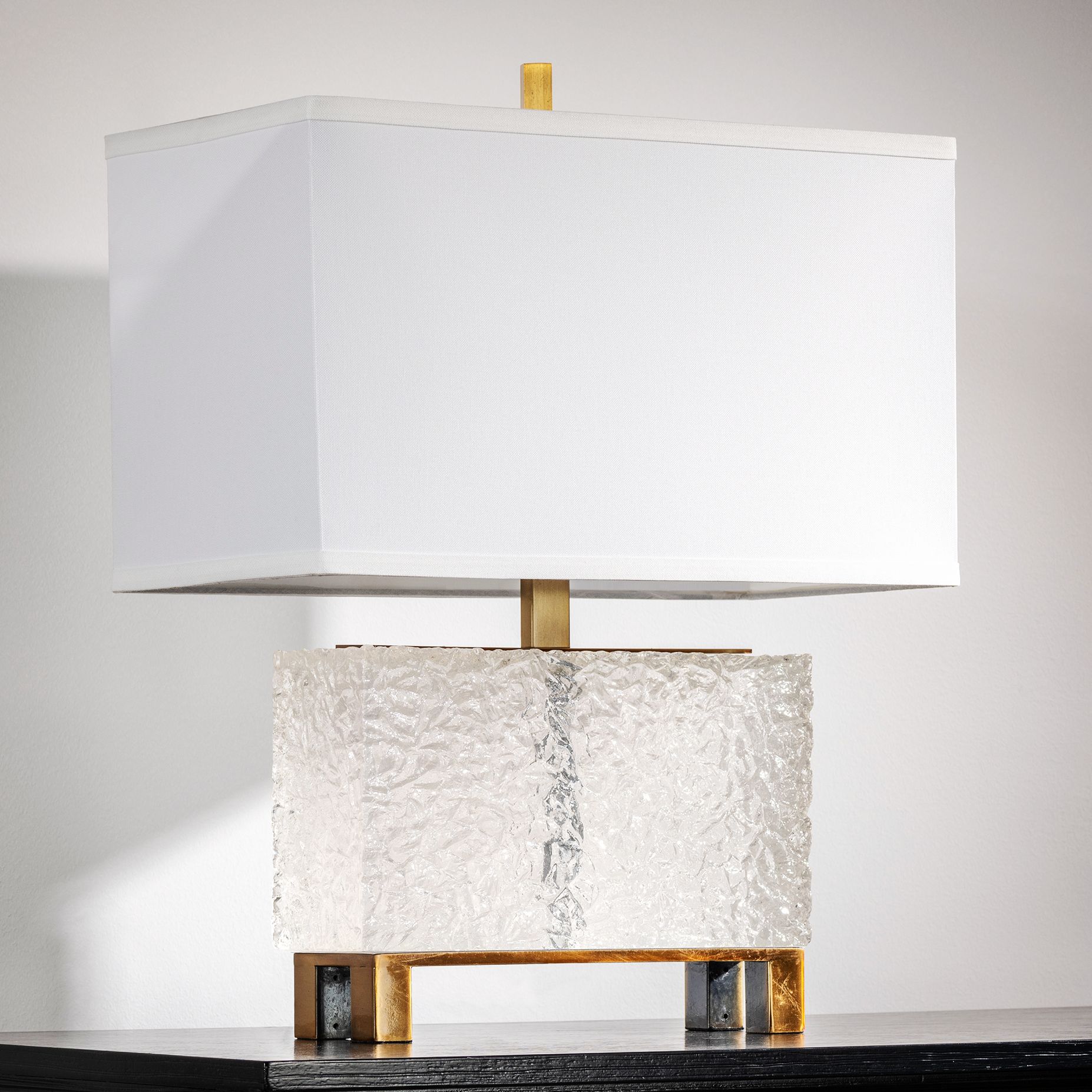 Glacier Clear and Antique Brass Accent Table Lamp