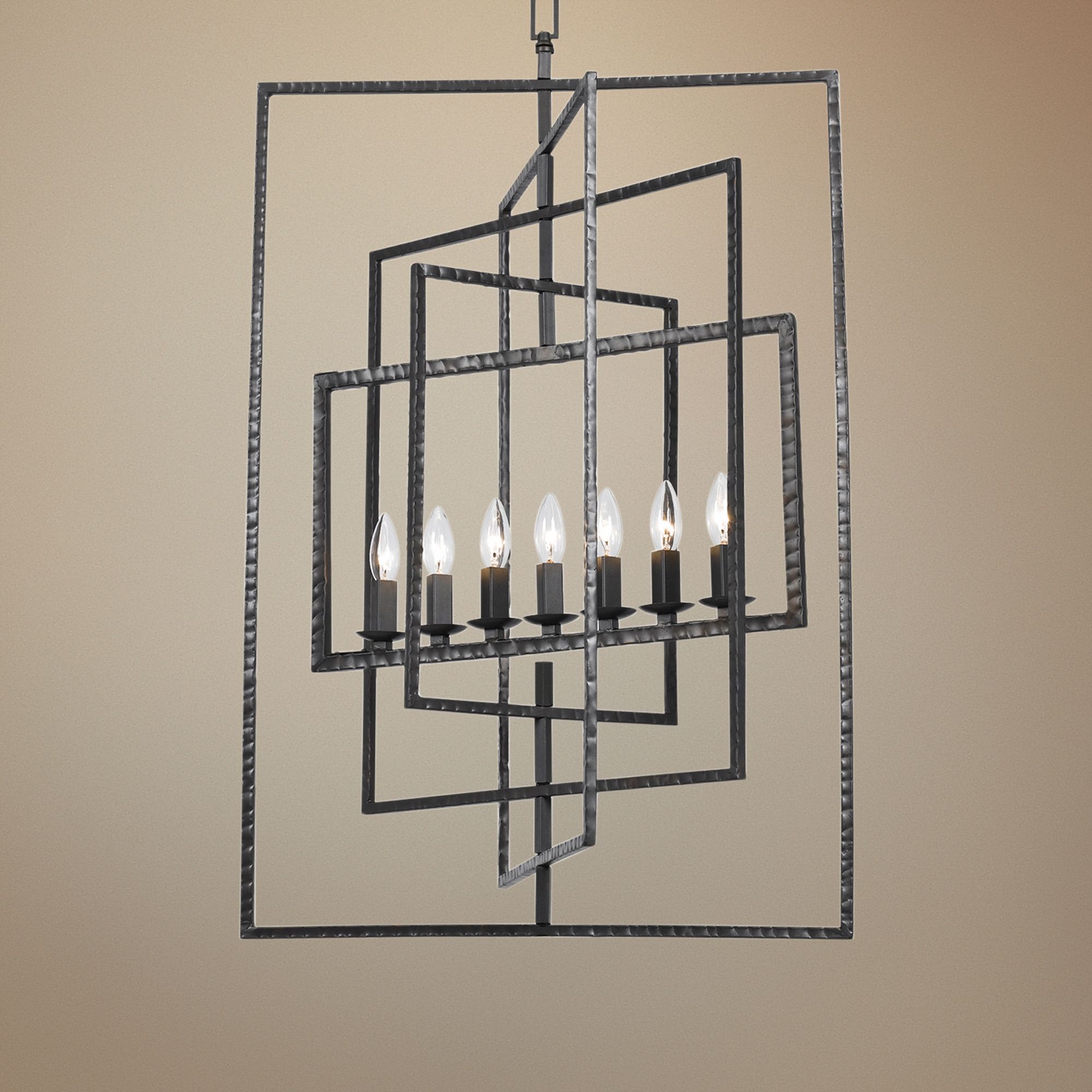 Crystorama Capri 24" Wide Raw Steel 7-Light Pendant