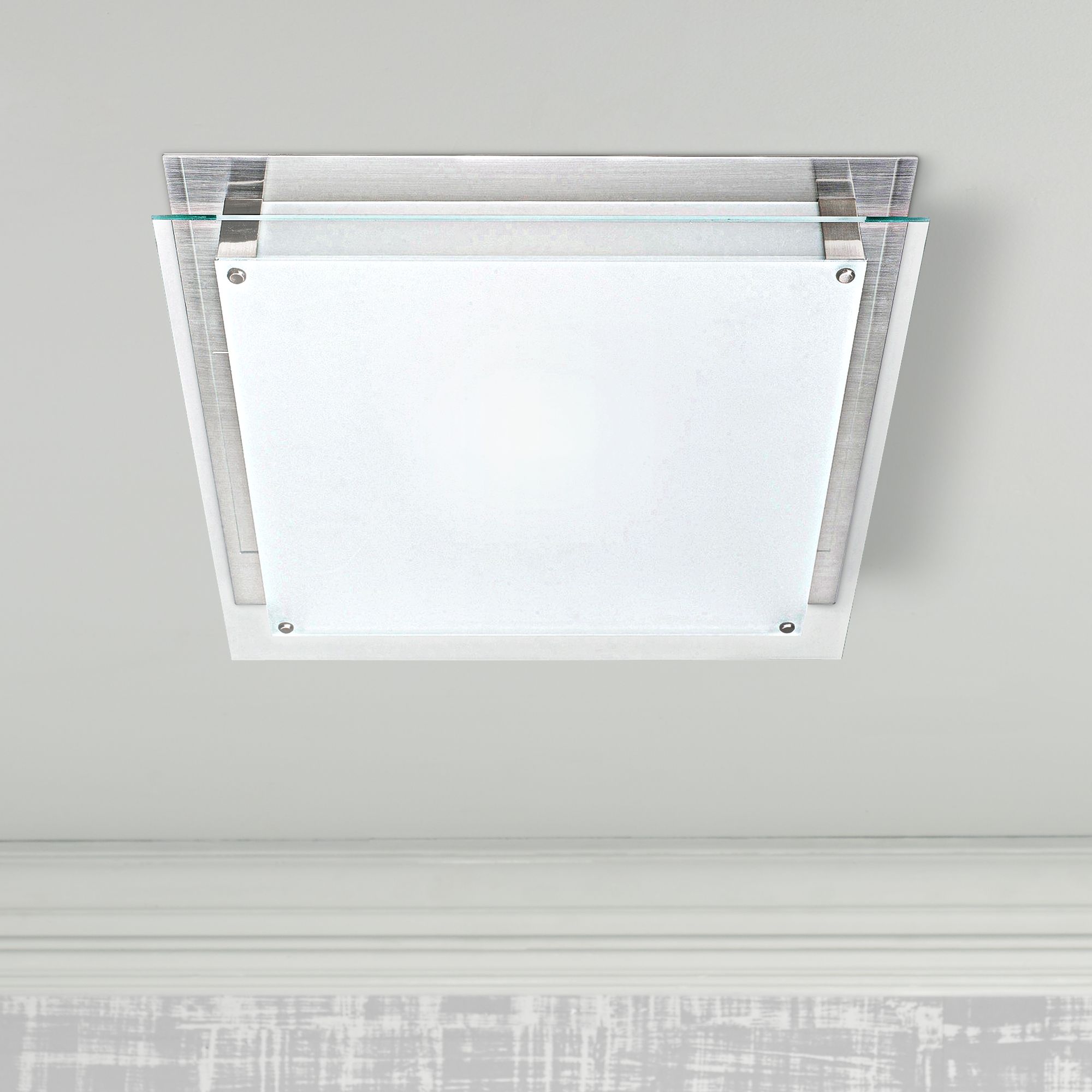 Access Vision 15 3/4" Wide Brushed Steel LED Ceiling Light