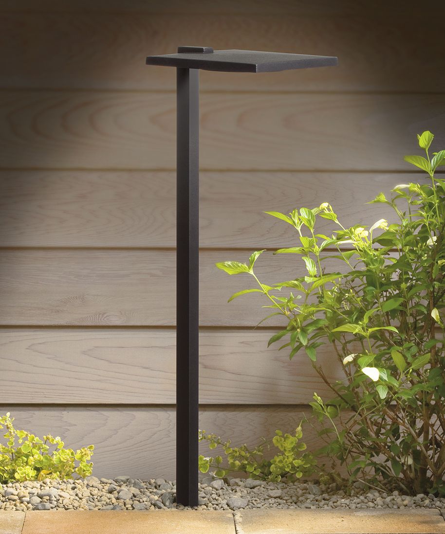 Kichler 6" Wide 3000K LED Shallow Shade Black Path Light