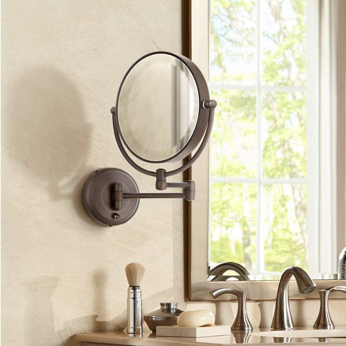 Cordless Led Pivoting Bronze Wall Mount, Oil Rubbed Bronze Vanity Mirror Wall Mount