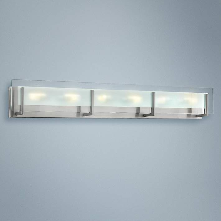 2 Wide Brushed Nickel Bath Light, Contemporary Bathroom Lighting Fixtures Brushed Nickel