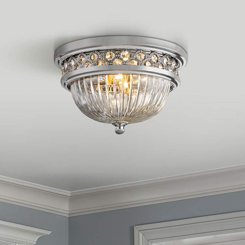 Crystallure 13&quot; Wide Polished Chrome Ceiling Light