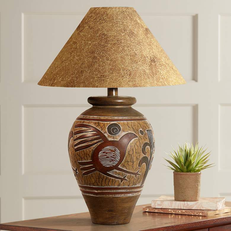 Indian Bird Handcrafted Southwest Table Lamp - #3N805 | Lamps Plus