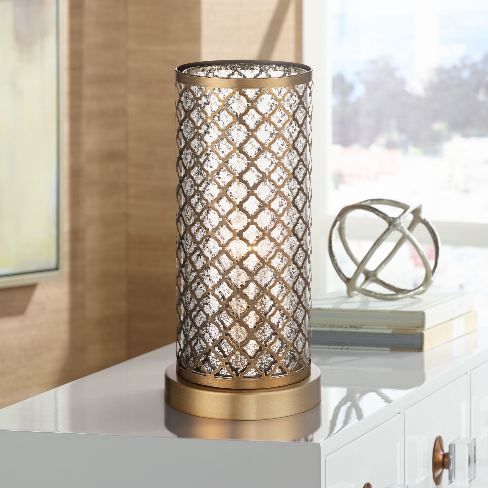 Alcazar Brass and Mercury Glass 12" High Accent Light