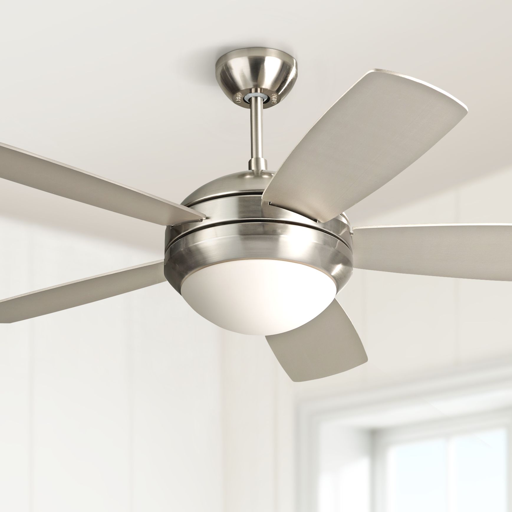 44" Monte Carlo Discus II Brushed Steel Ceiling Fan