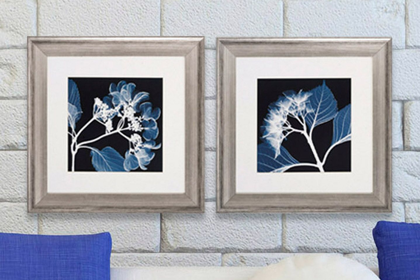 Set of 2 Hydrangeas III/IV 22" Square Floral Wall Art