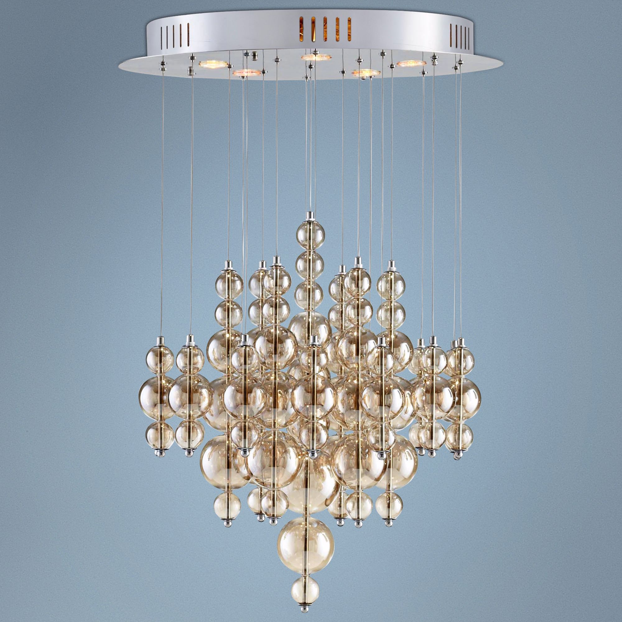 Bubbles 26" Wide Smoky Glass Iron Pendant Light