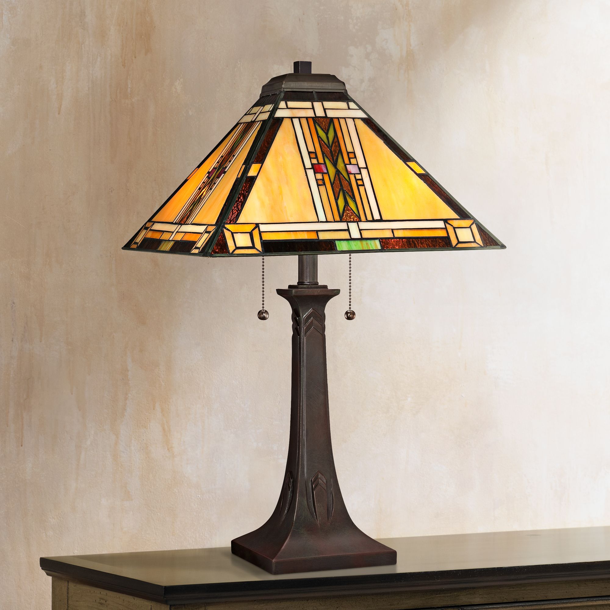 mission style stained glass table lamp