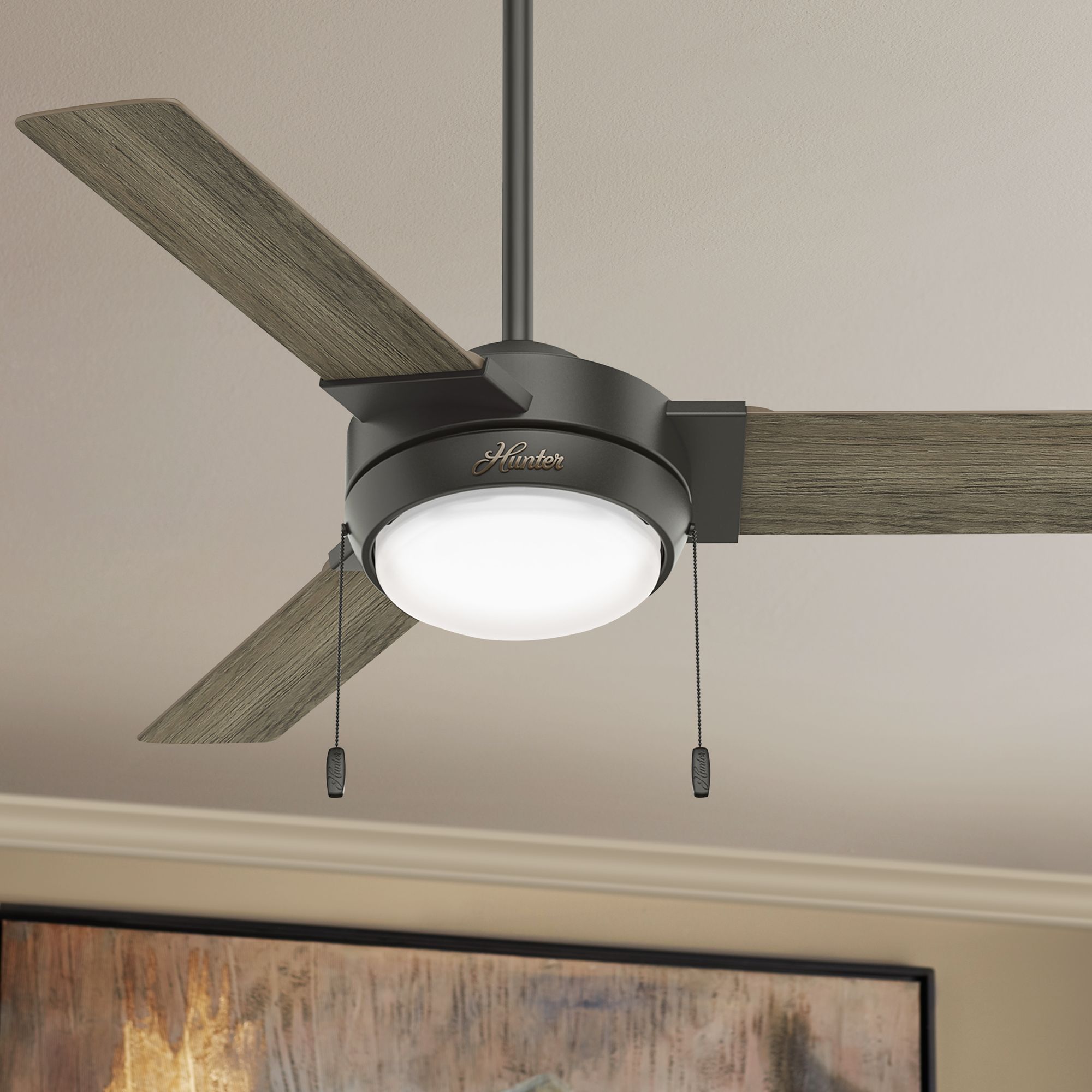 44" Hunter Mesquite Noble Bronze LED Pull Chain Ceiling Fan