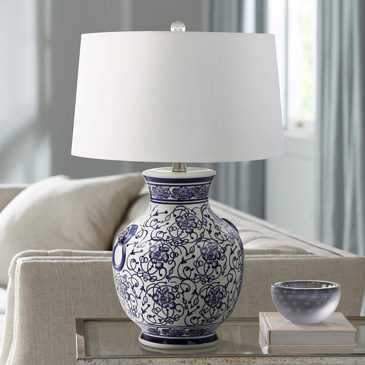 Orren Blue And White Ceramic Table Lamp, Blue And White Ceramic Table Lamps