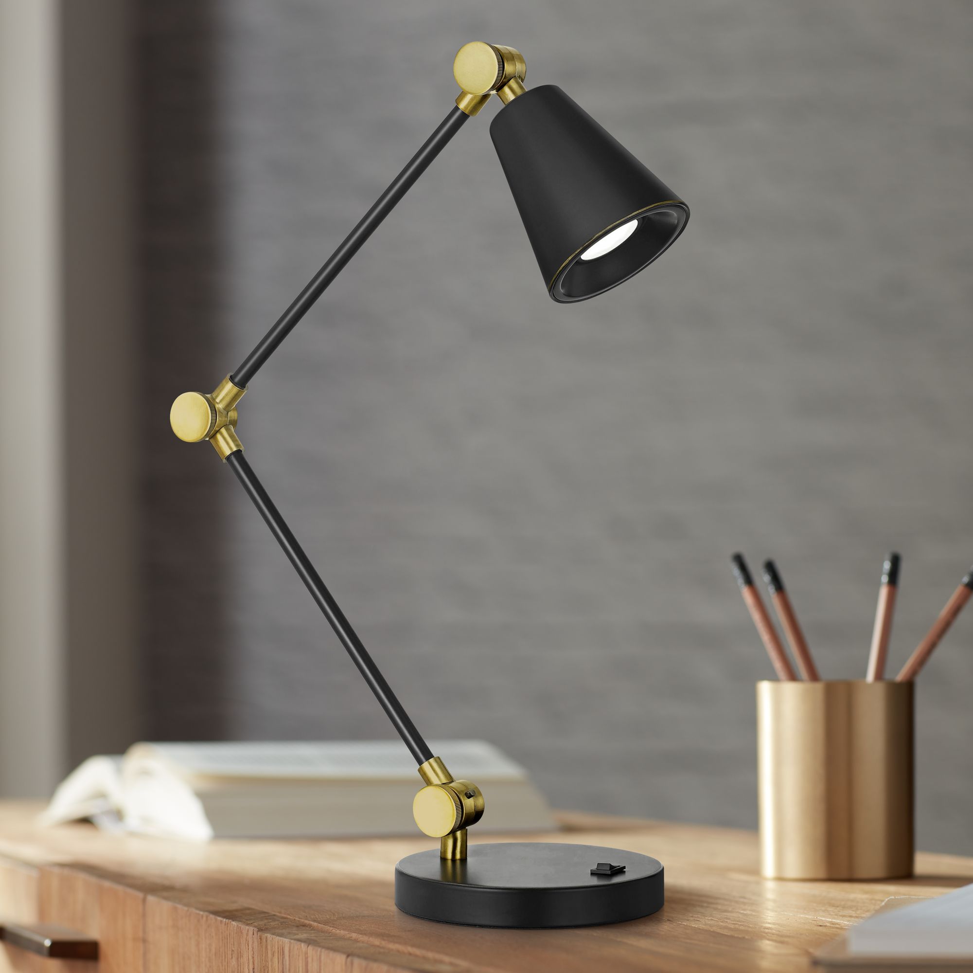 Atchison Dark Bronze Metal LED Desk Lamp