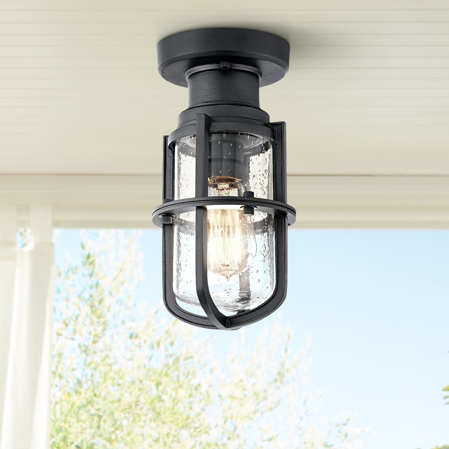 Kichler Suri 5 1/2"W Textured Black Outdoor Ceiling Light