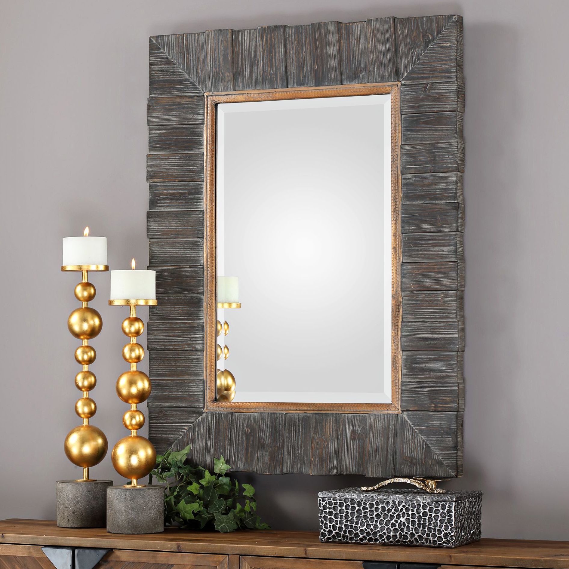 Uttermost Mancos Rustic Wood 30" x 40 1/4" Wall Mirror