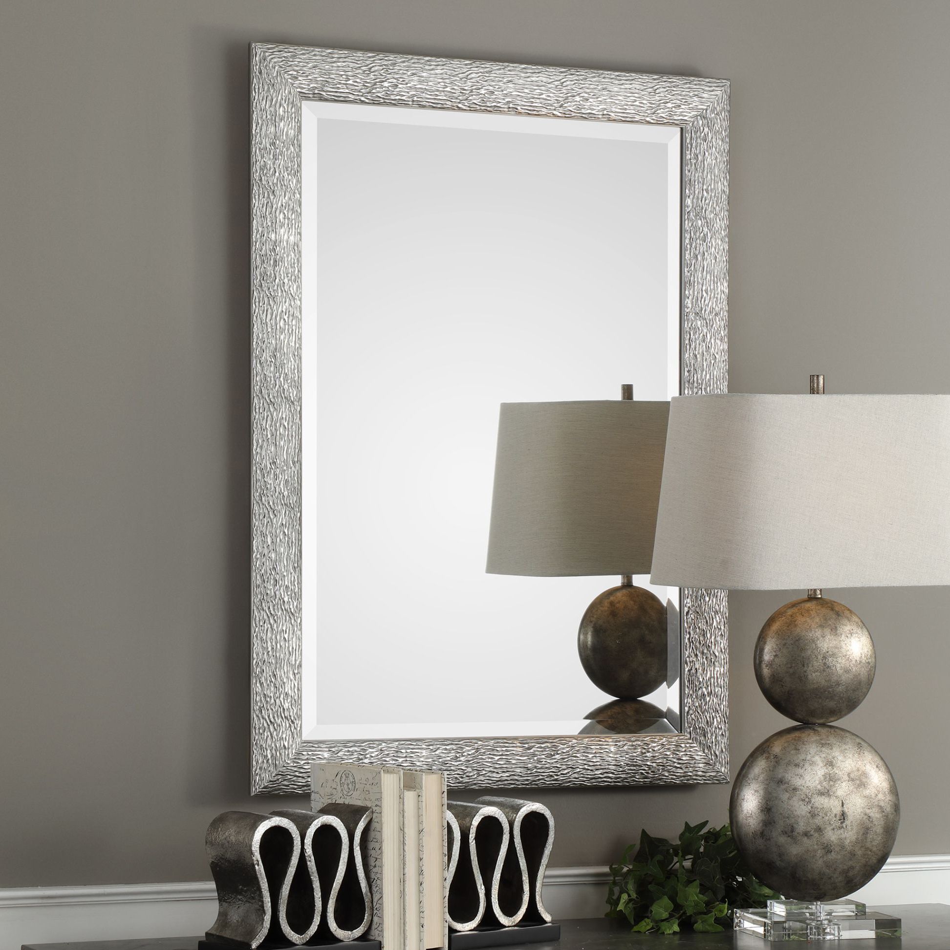 Mossley Metallic Silver 30" x 42" Framed Wall Mirror