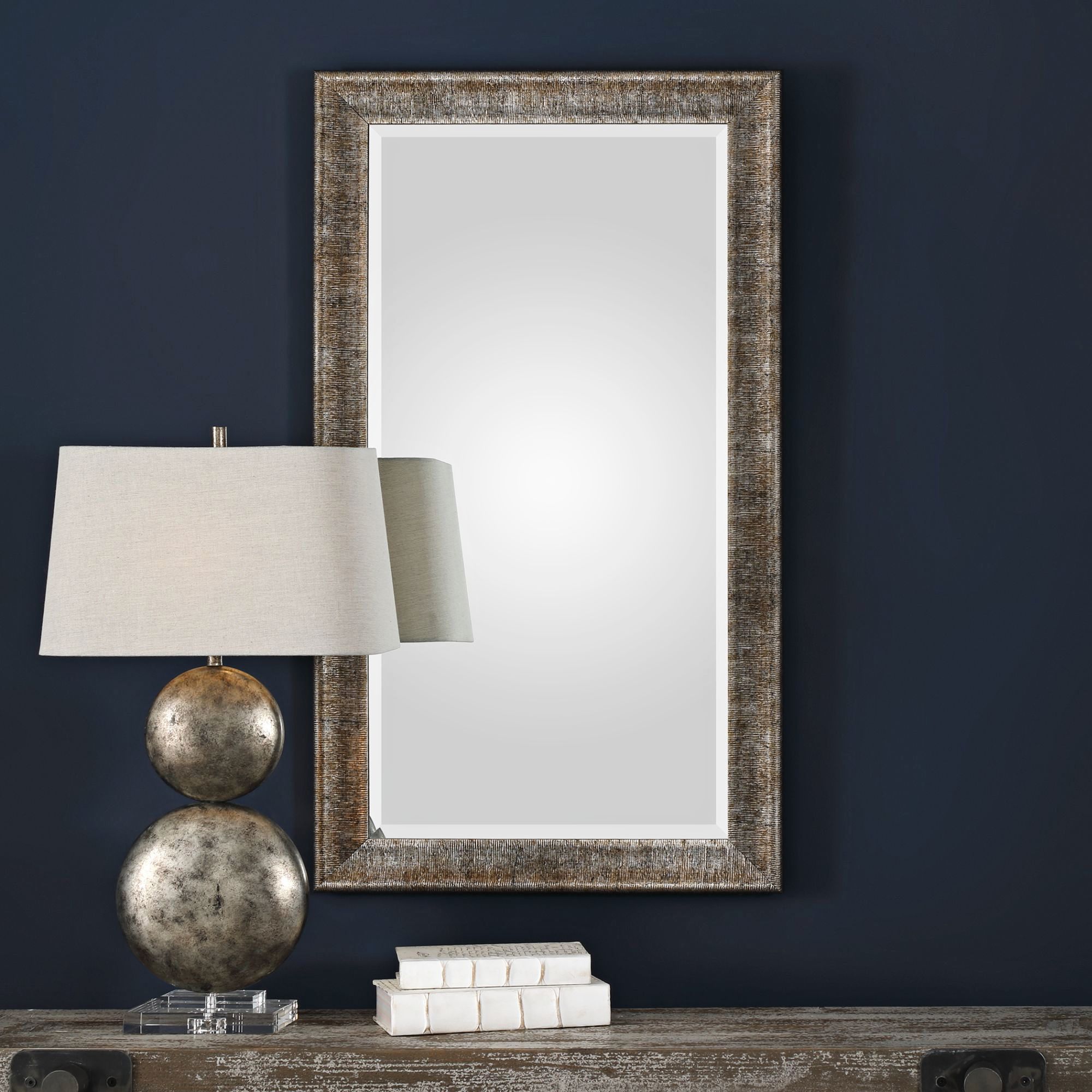 Newlyn Metallic Silver 25 1/2" x 45 Wall Mirror