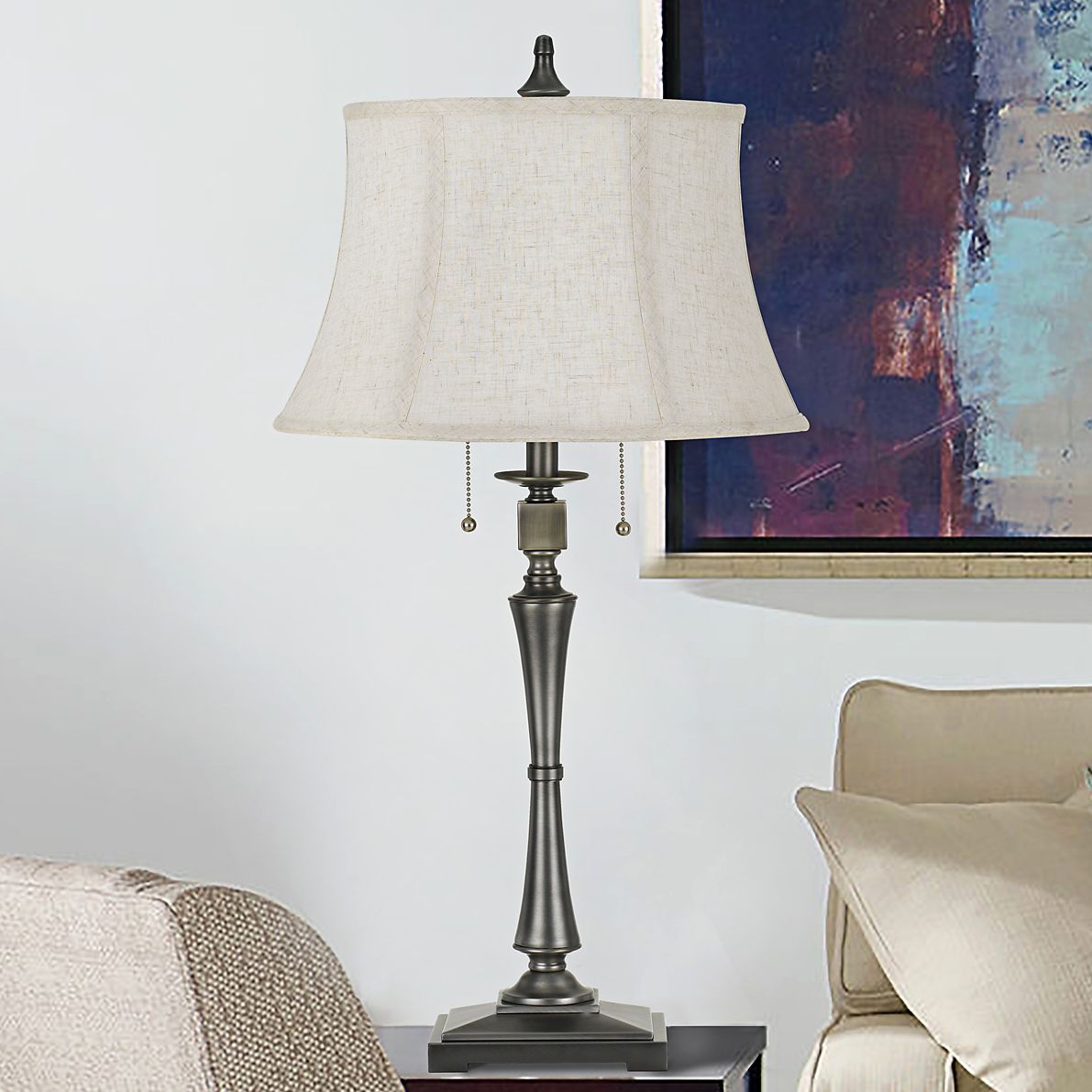 Madison Antiqued Silver Metal Table Lamp