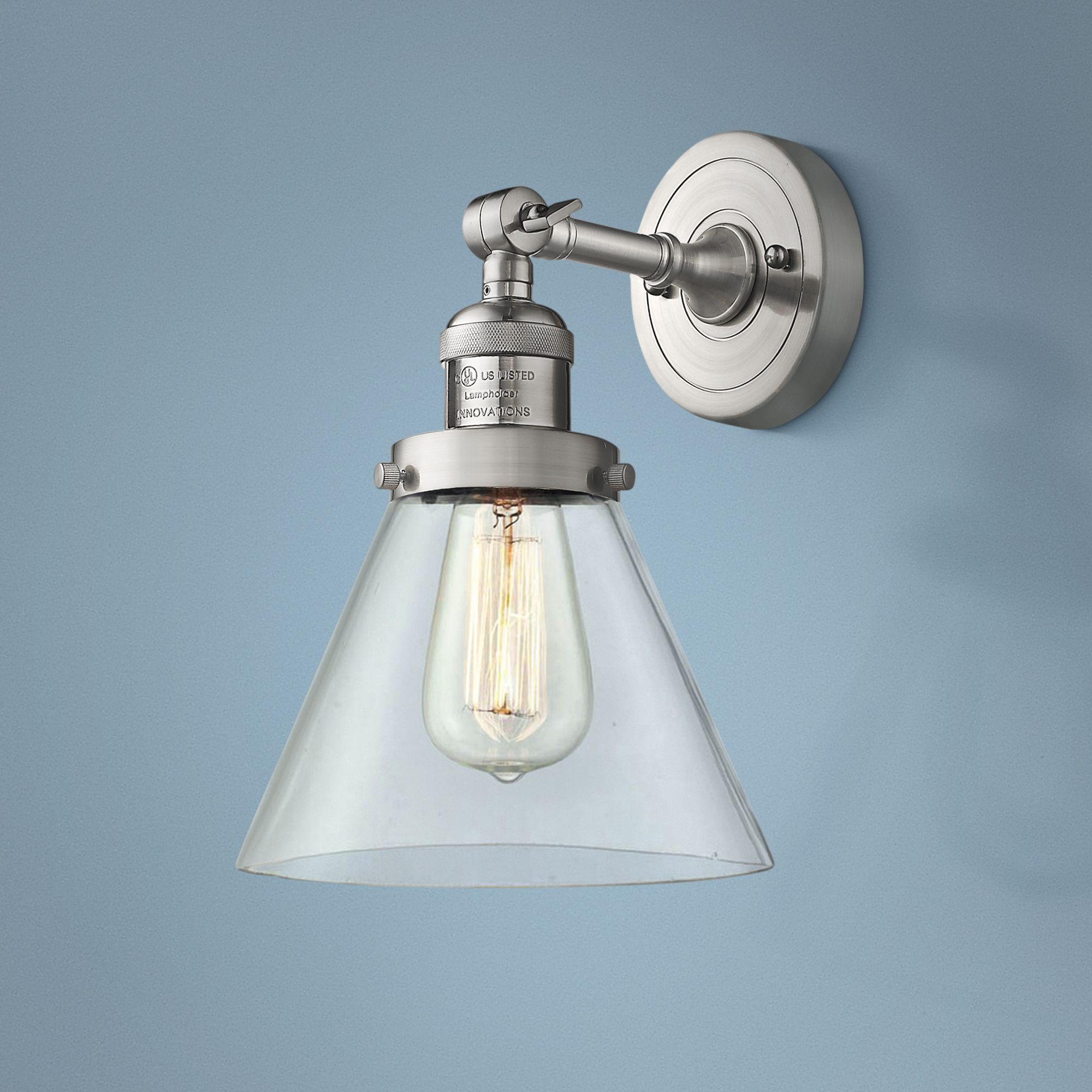 Large Cone 10" High Satin Brushed Nickel Adjustable Wall Sconce 40W99 Lamps Plus