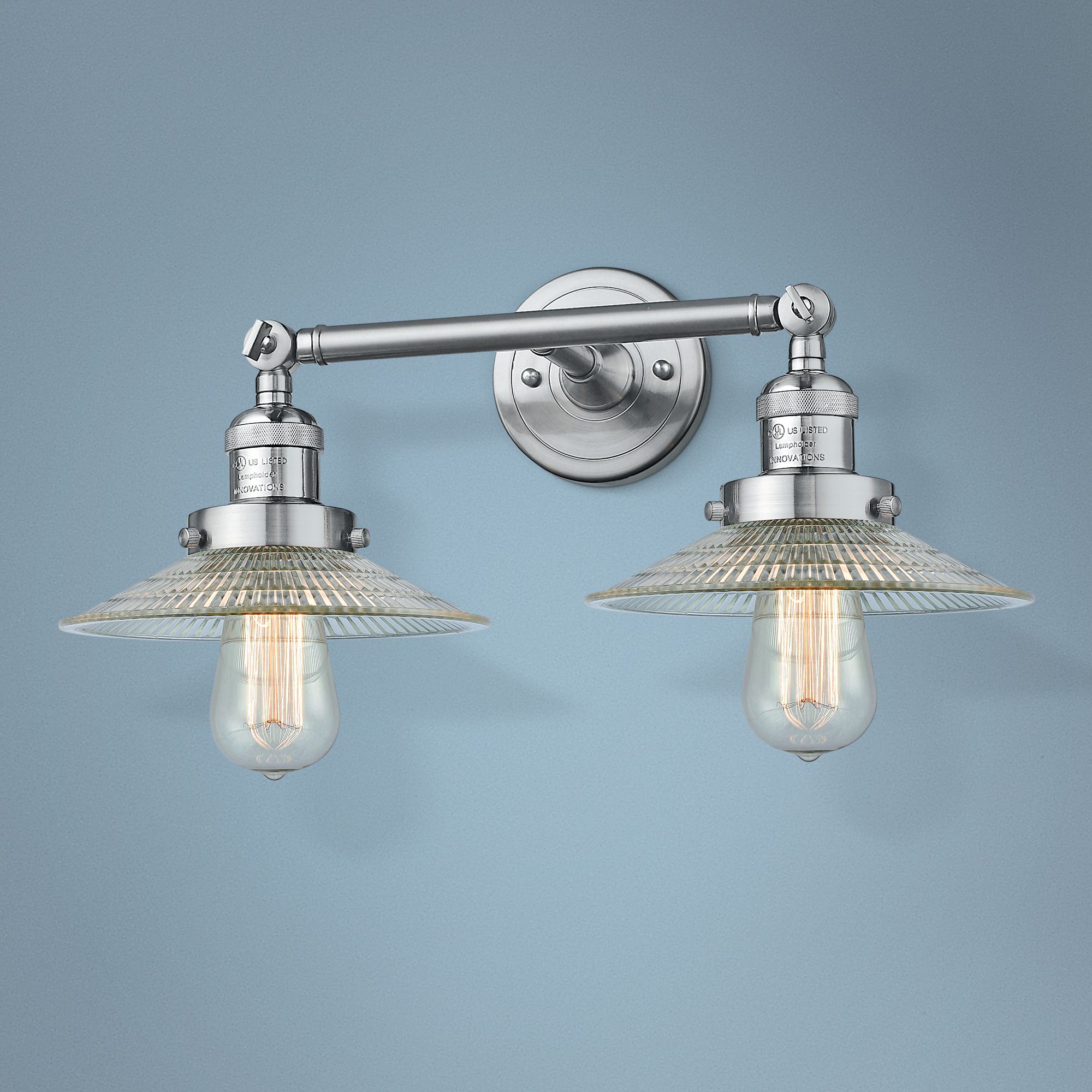 Halophane 7" High Satin Nickel 2-Light Adjustable Wall Sconce