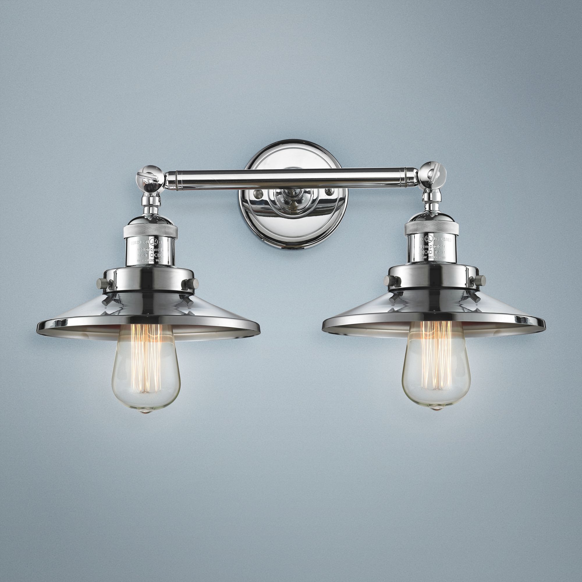 Railroad 8"H Polished Chrome 2-Light Adjustable Wall Sconce