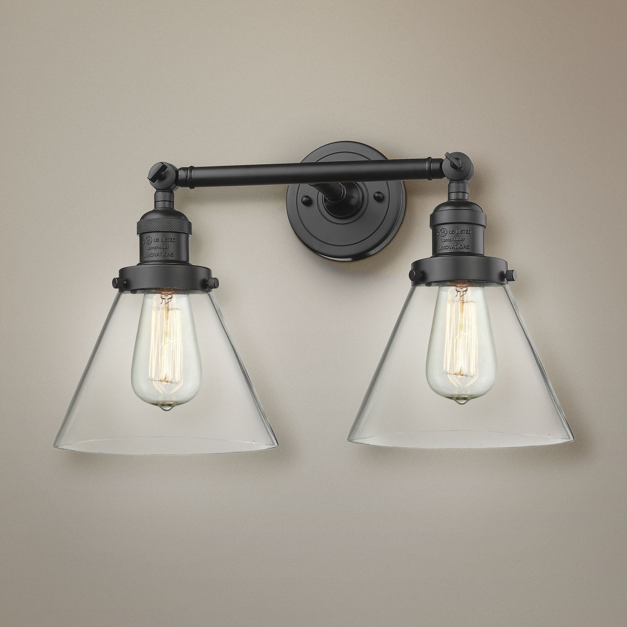 Large Cone 11"H Rubbed Bronze 2-Light Adjustable Wall Sconce