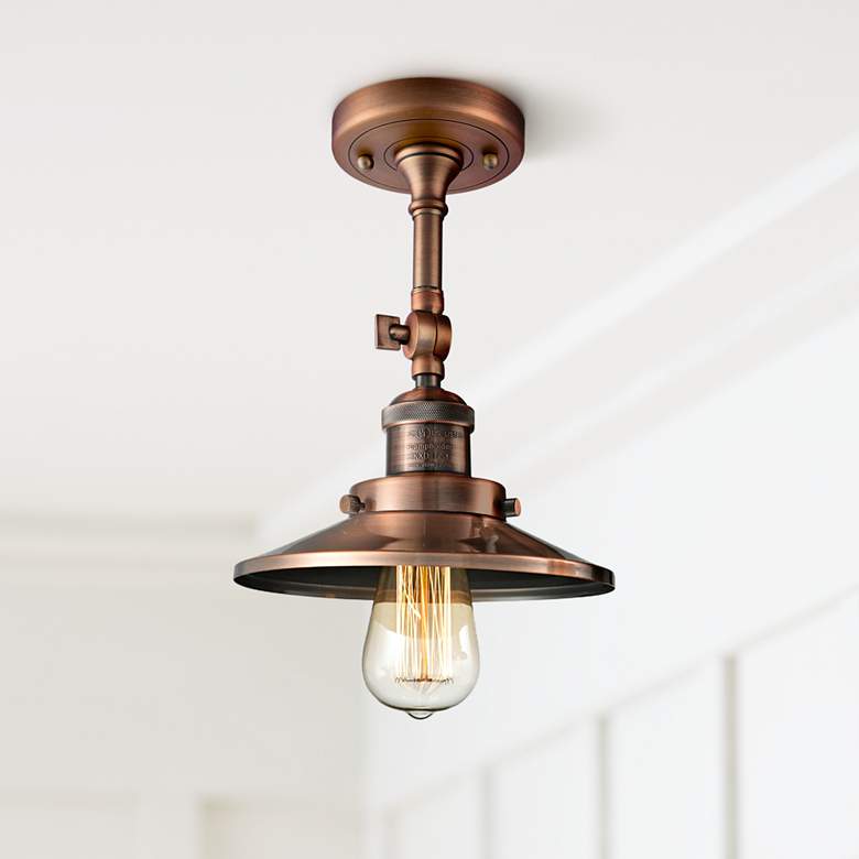 Railroad 8&quot; Wide Antique Copper Adjustable Ceiling Light