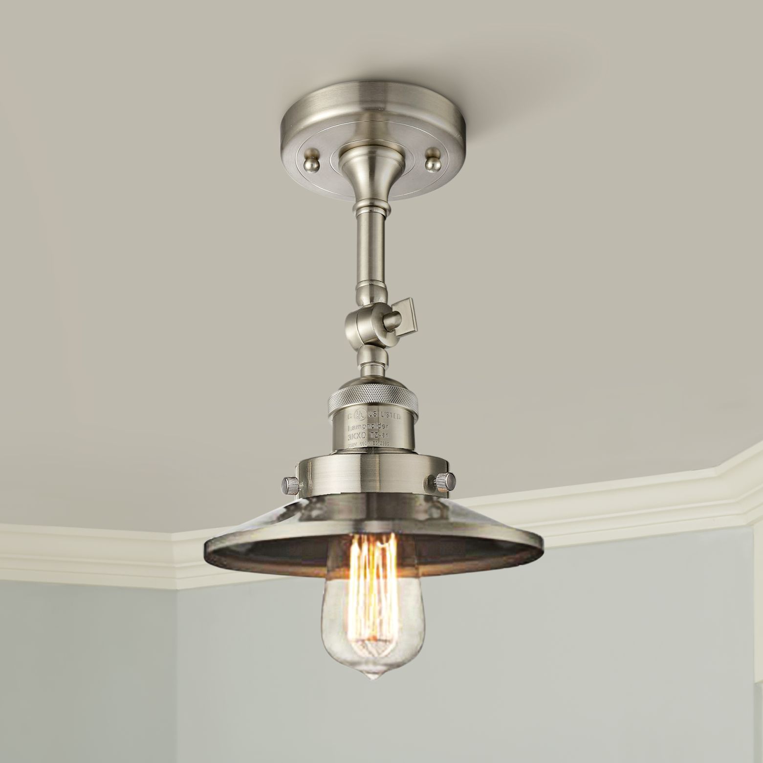 Railroad 8" Wide Satin Brushed Nickel Adjustable Ceiling Light