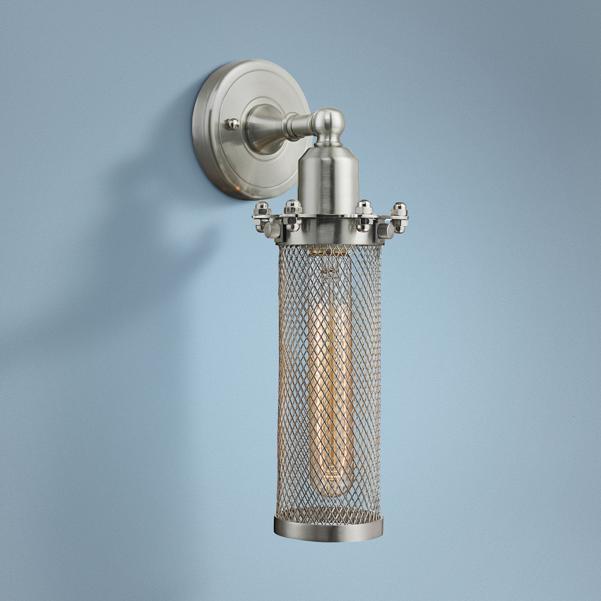 Quincy Hall 12" High Satin Brushed Nickel T Wall Sconce