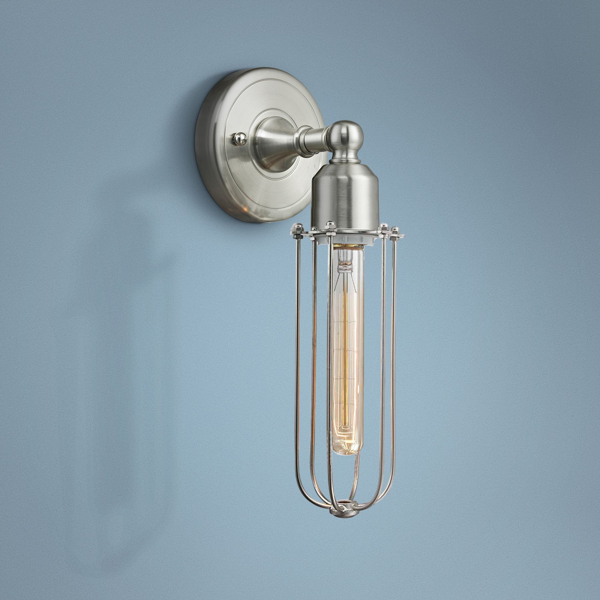 Muselet 13" High Satin Brushed Nickel T Wall Sconce