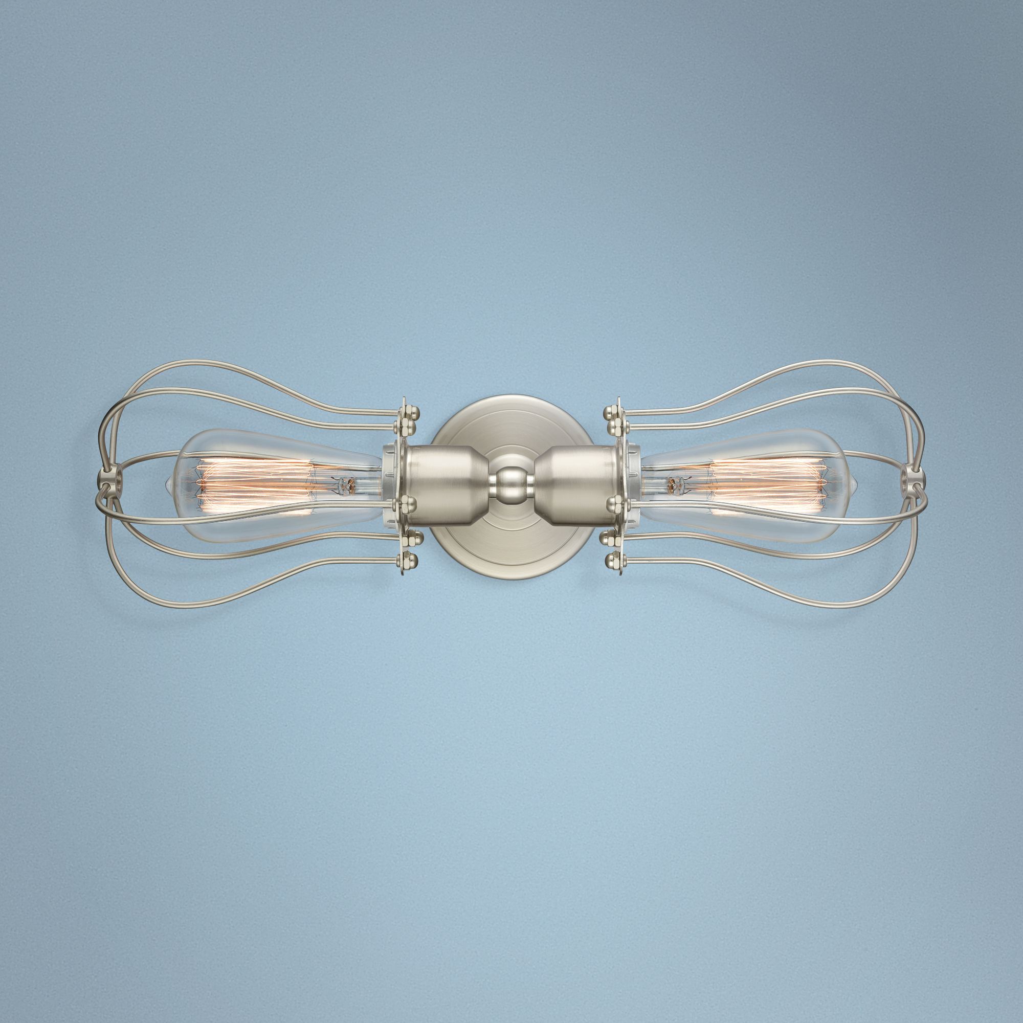 Muselet 4" High Satin Nickel 2-Light A Bowtie Wall Sconce