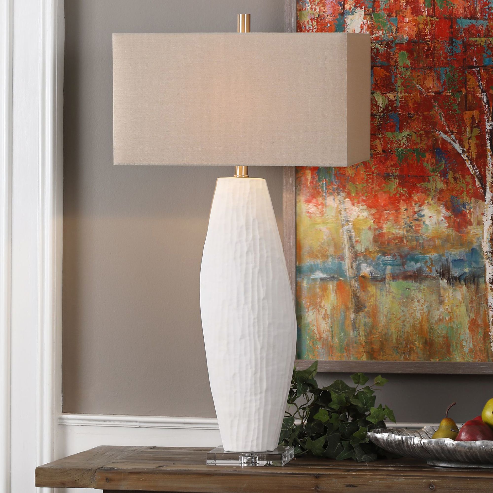 Uttermost Vona Chalk White Glaze Organic Ceramic Table Lamp