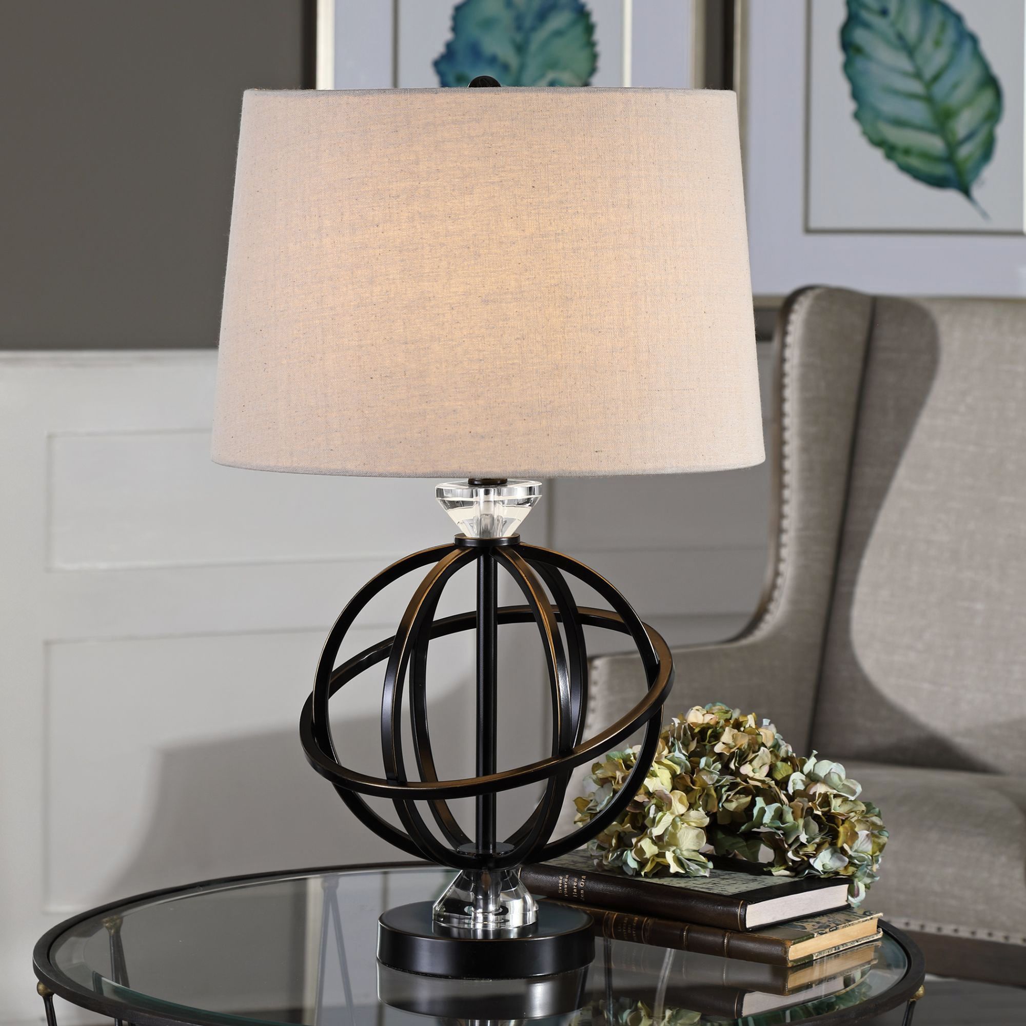 Uttermost Armilla Gloss Black with Gold Tipping Table Lamp