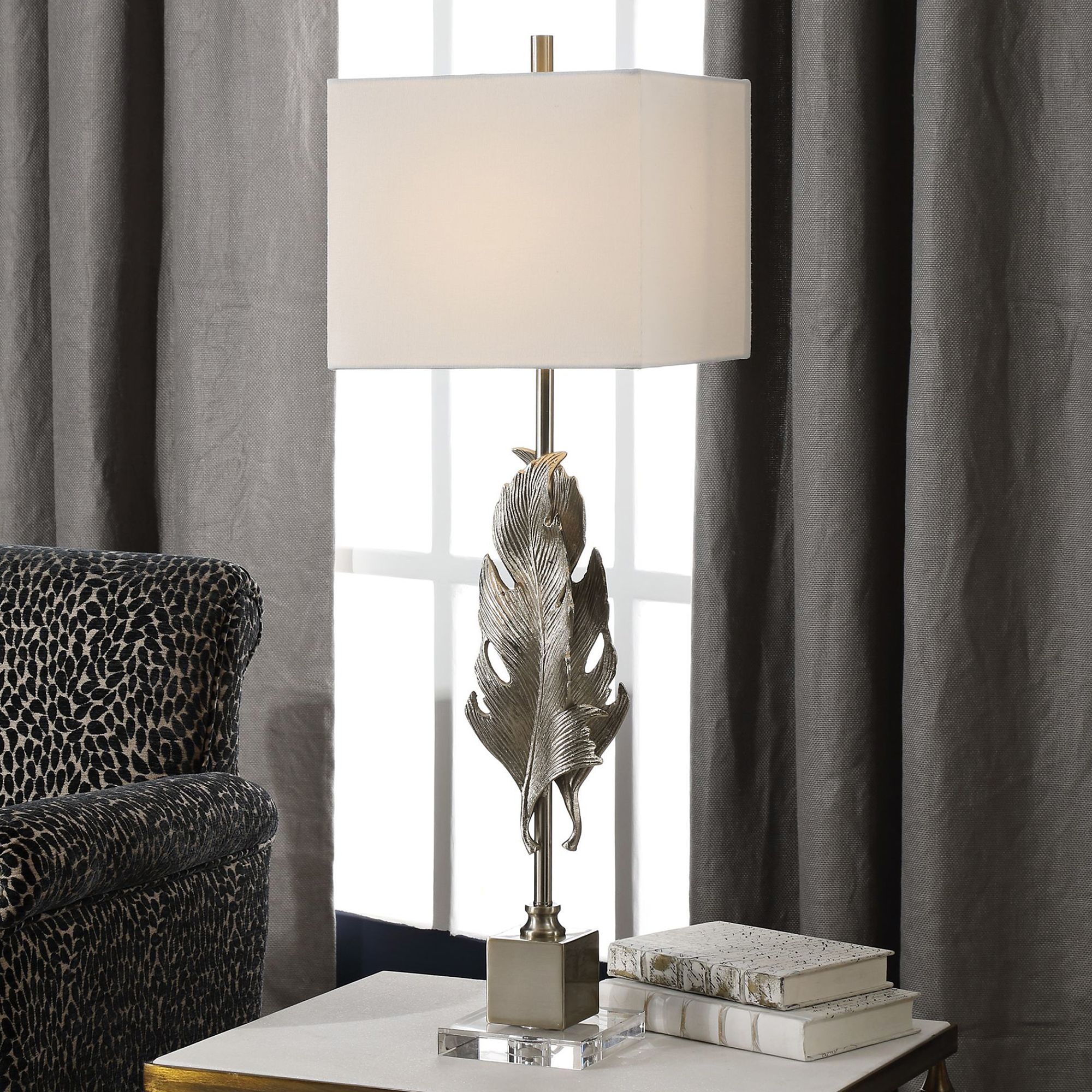 Uttermost Luma Metallic Silver Champagne Buffet Table Lamp