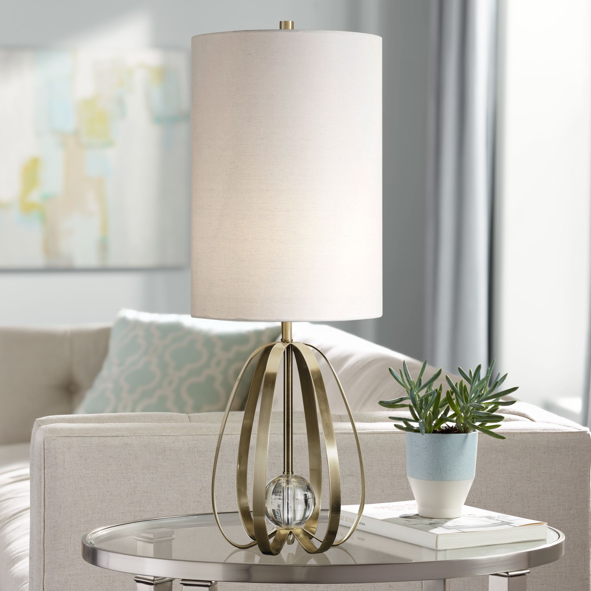 Uttermost Avola Antique Brushed Nickel Buffet Table Lamp