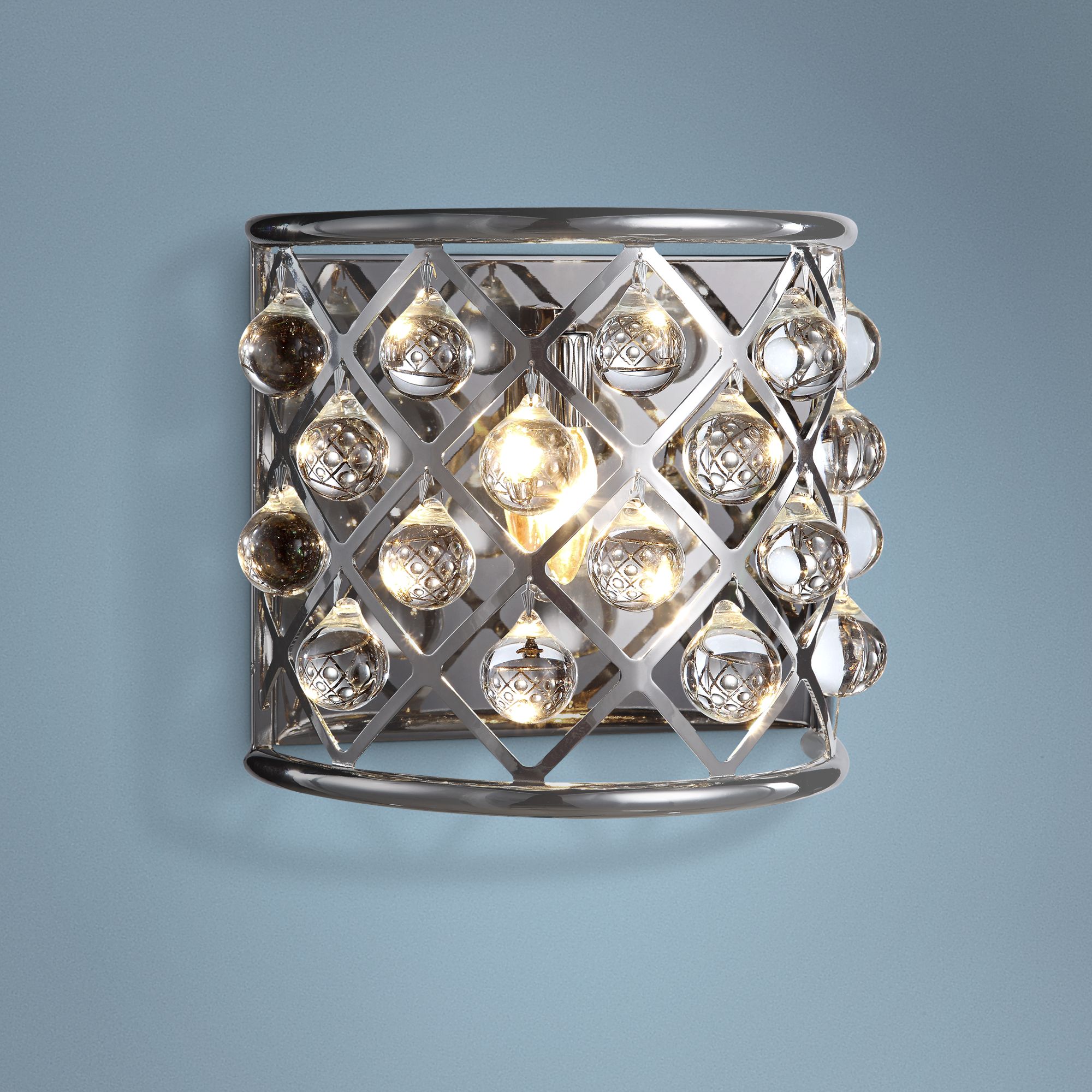 Madison 10 1/2" High Nickel Wall Sconce w/ Smooth Crystals