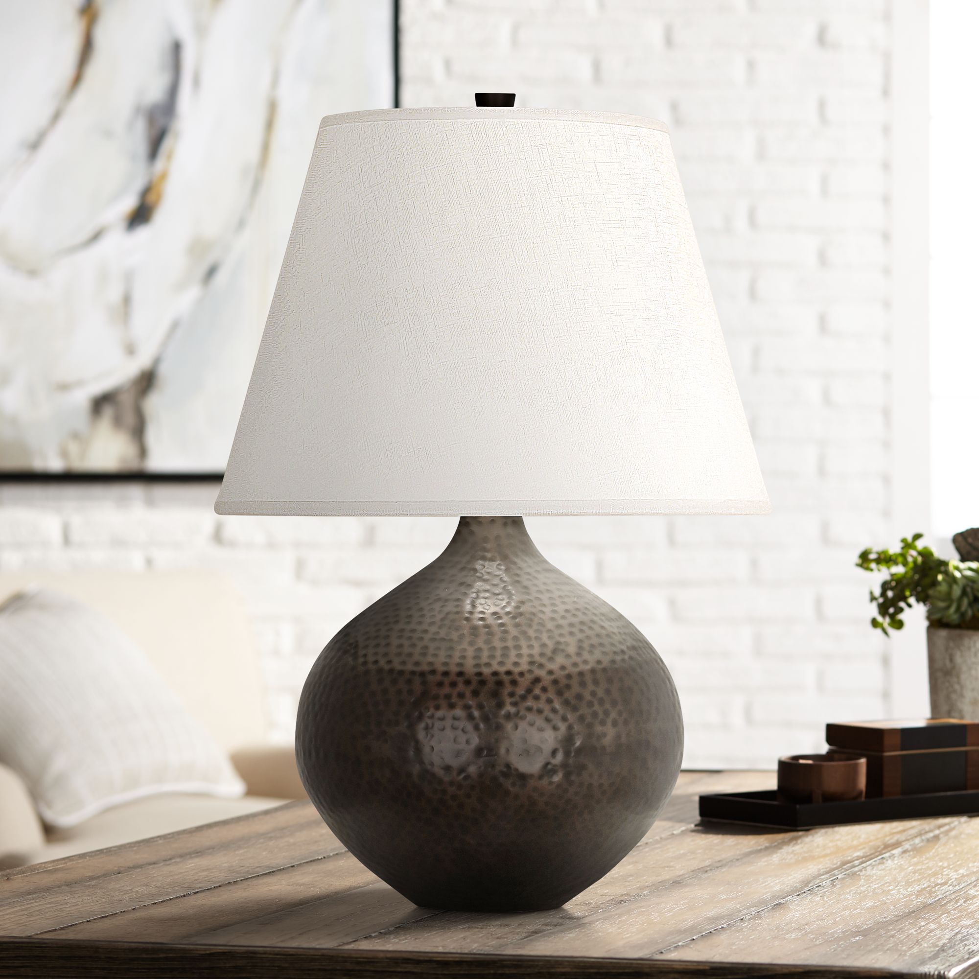 Dal 19 1/4" High Deep Patina Bronze Vessel Accent Table Lamp