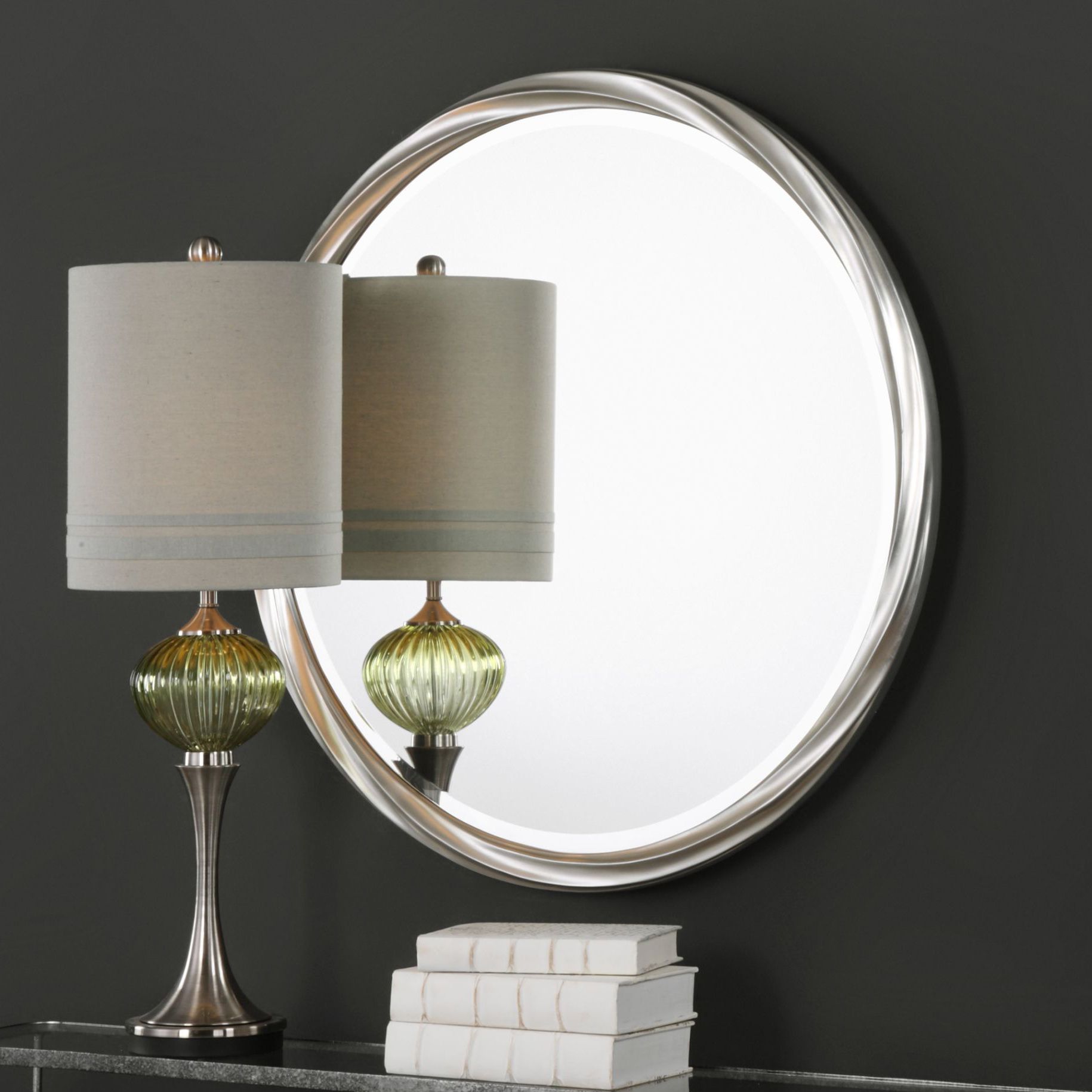 Uttermost Orion Metallic Silver Leaf 36" Round Wall Mirror