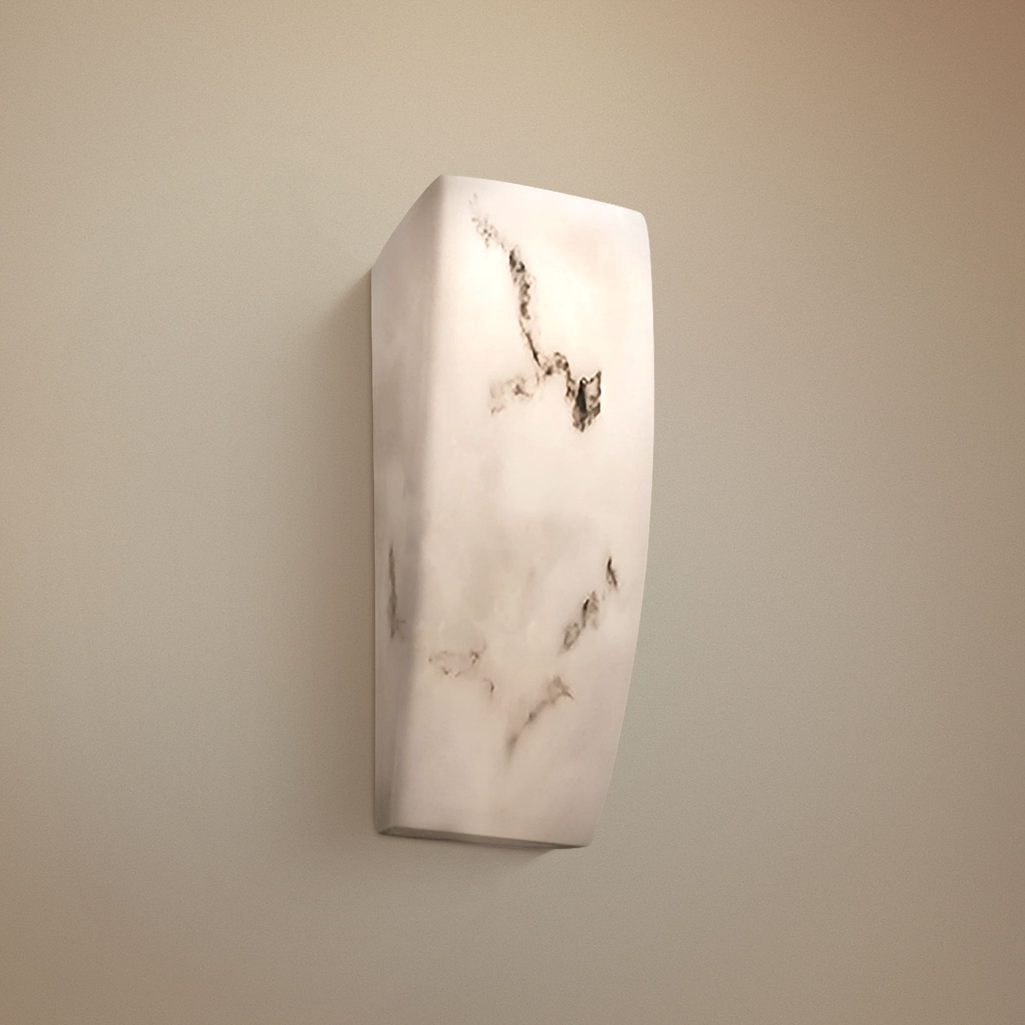 LumenAria 14" High Faux Alabaster Wall Sconce