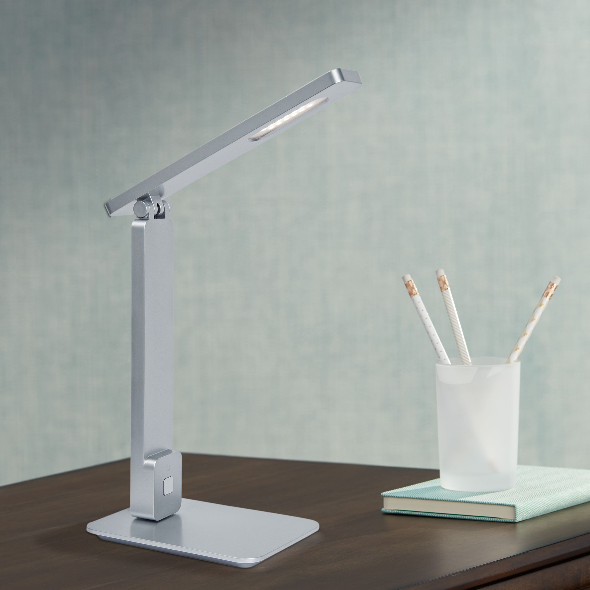 Lite Source Echo Silver LED Desk Lamp