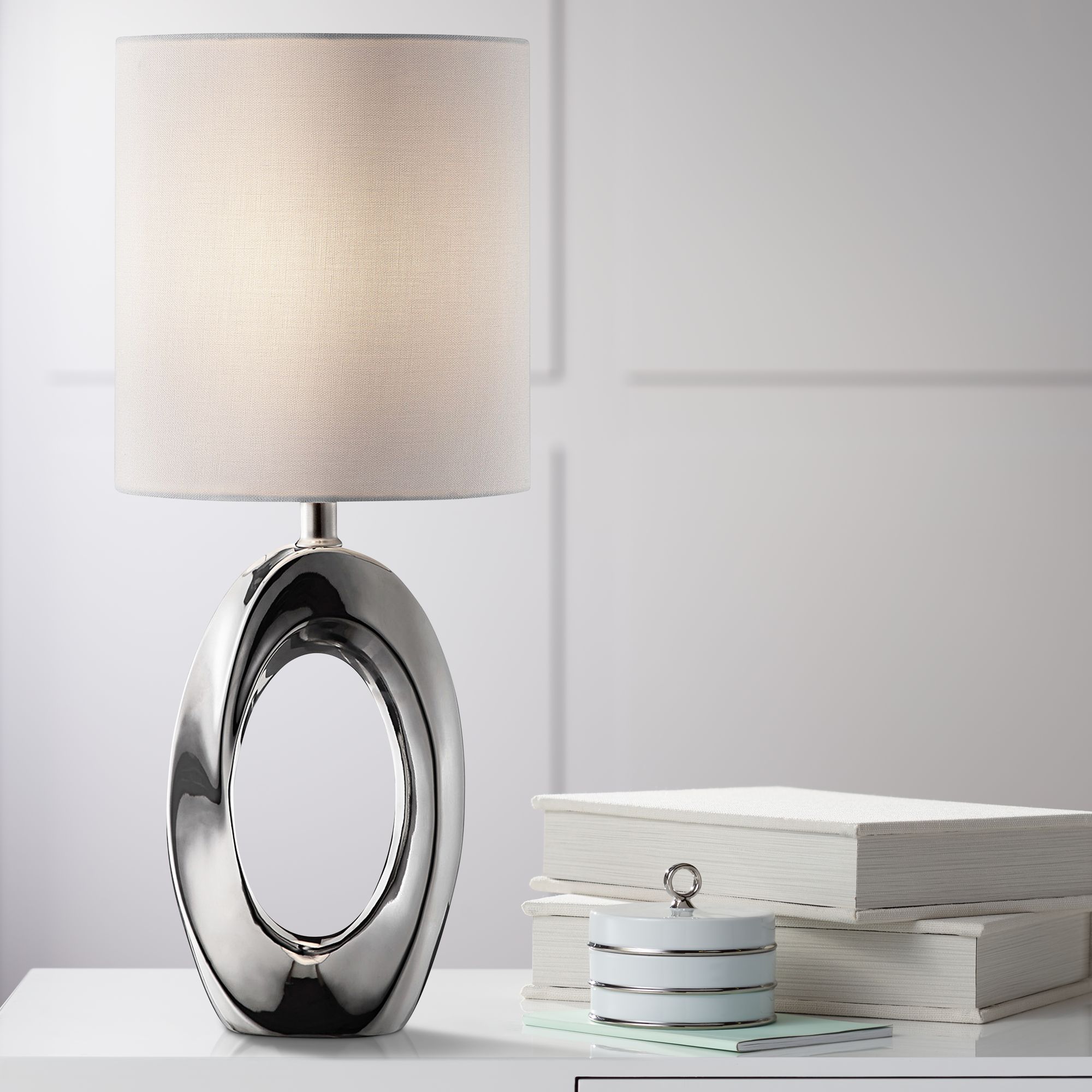 Lite Source Clover Chrome Ceramic Accent Table Lamp