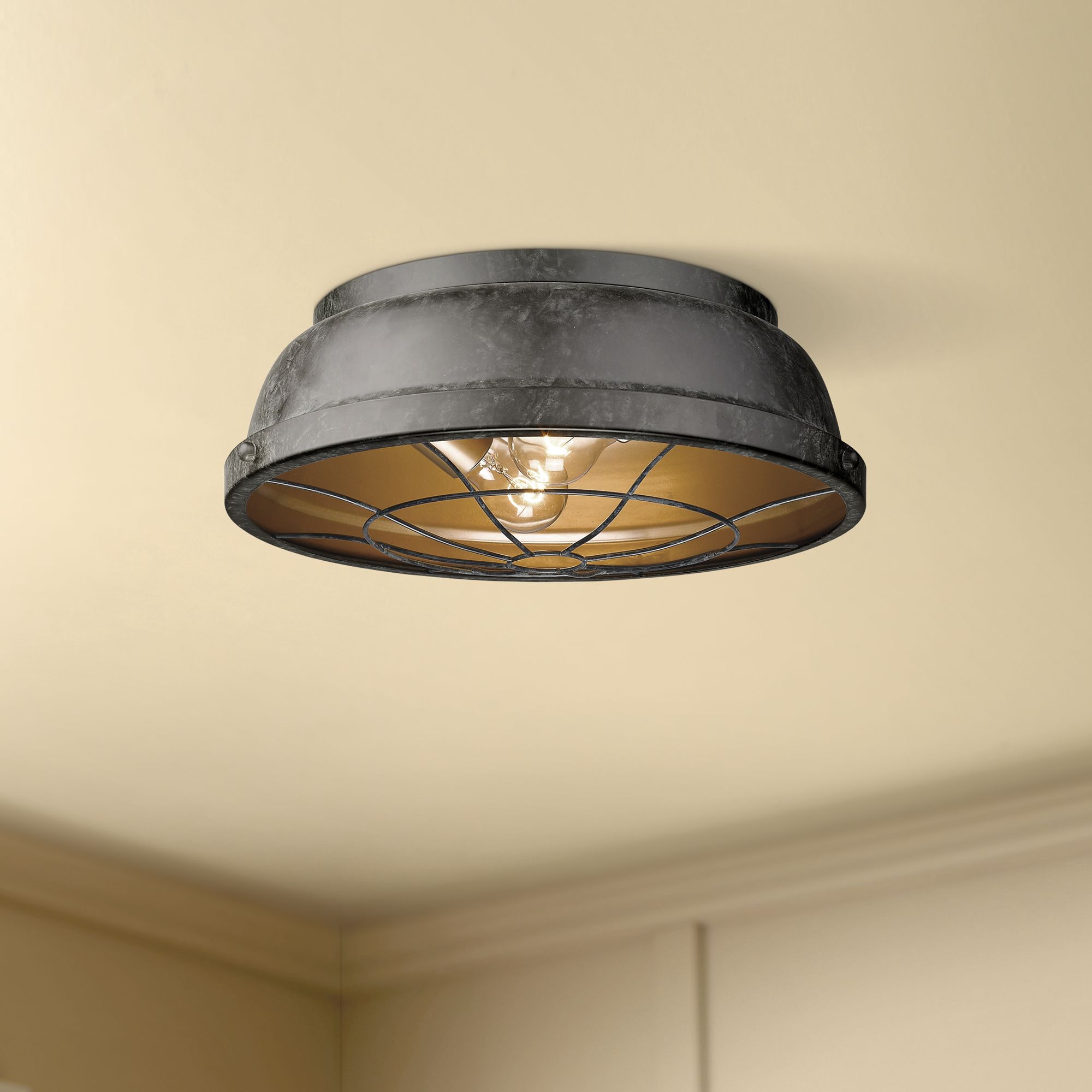 Bartlett 14" Wide Black Patina Ceiling Light