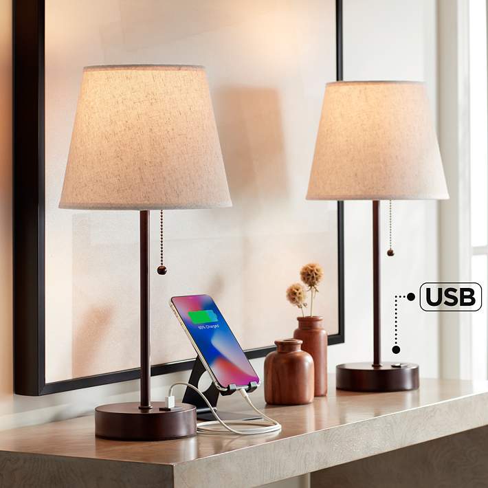 Justin Bronze Usb Accent Table Lamps, Accent Table Lamp