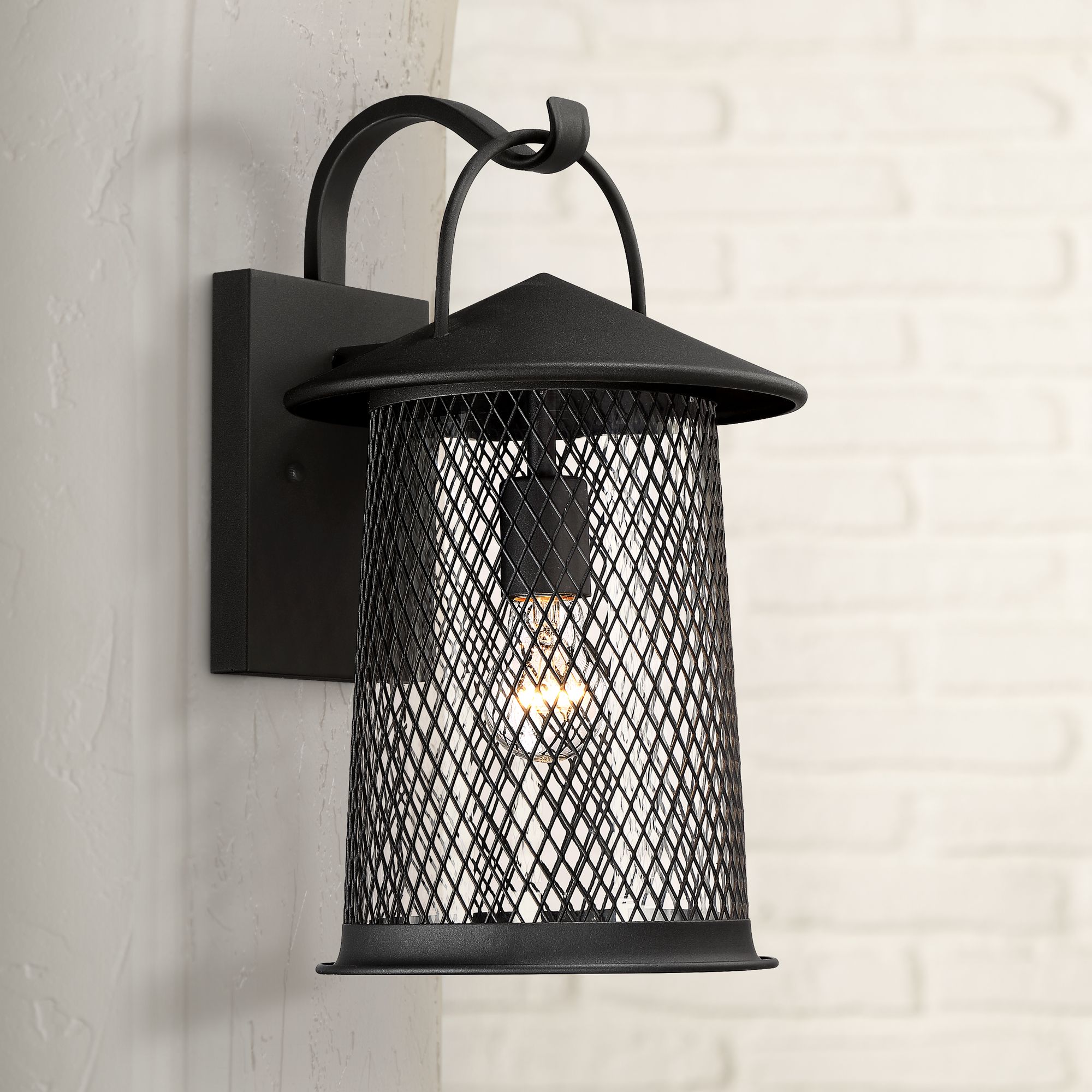 Serrington 15 1/2" High Black Mesh Outdoor Wall Light