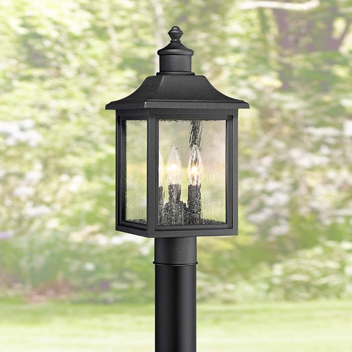 Outdoor Yard Garden Post Pole Lantern Light Lighting Lamp Fixture Finish Black 