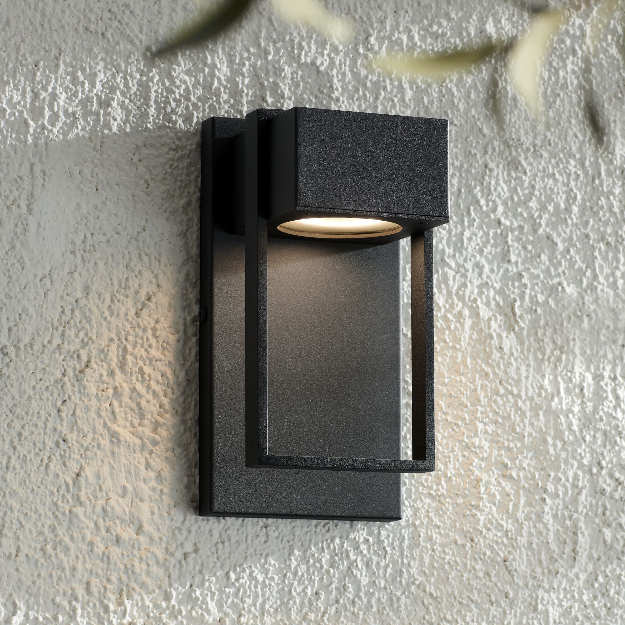 Pavel 9 1/2" High Textured Black LED Outdoor Wall Light 42F29