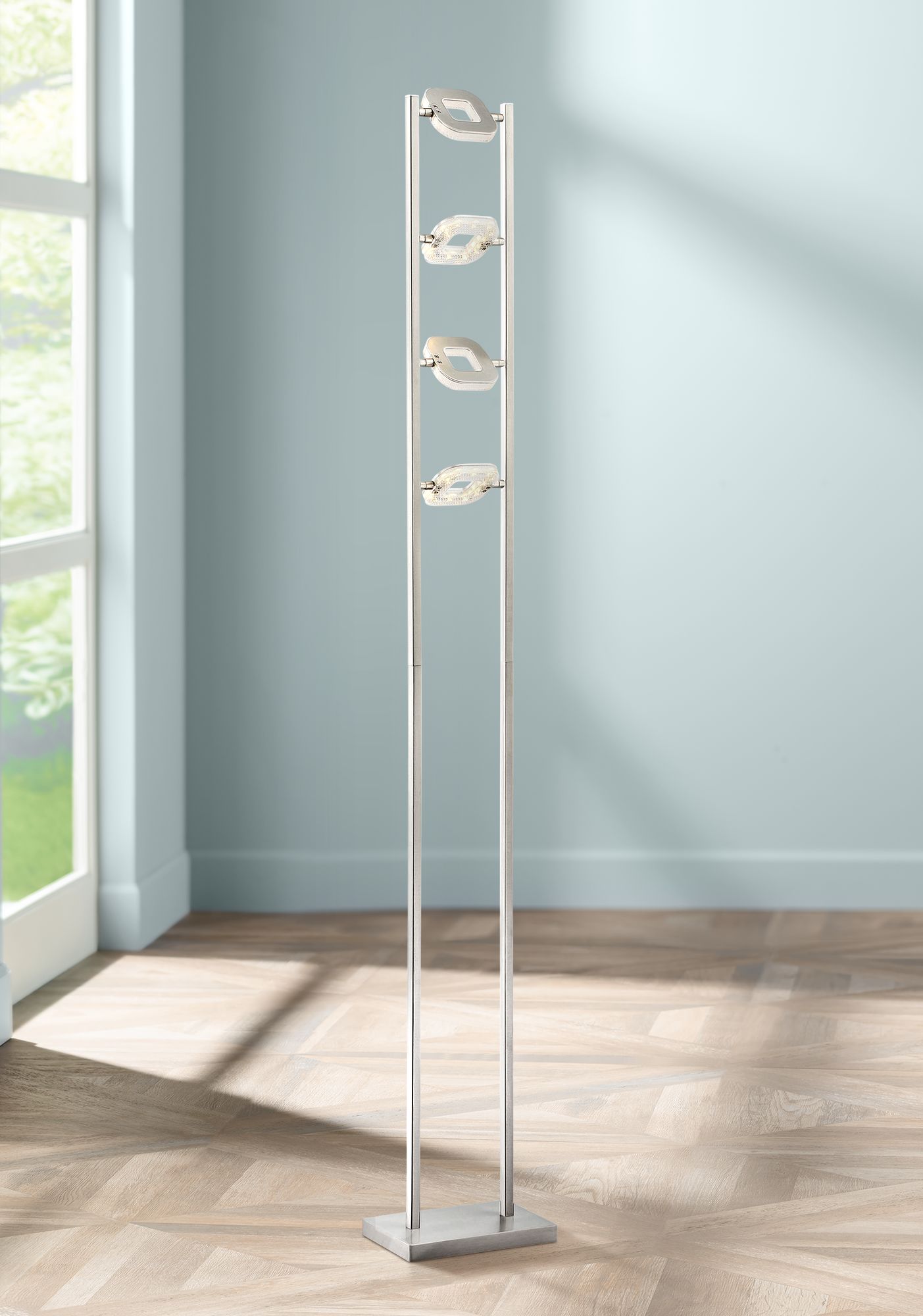 Lite Source Zale Brushed Nickel 4-Light LED Floor Lamp